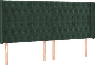 vidaXL Cabecero Con Orejas De Terciopelo Verde Oscuro 203x16x118/128cm Vidaxl