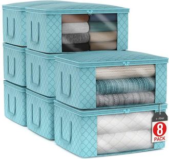 Sorbus Set Of 8 Foldable Storage Organizer Bags With Window & Handles