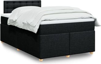 vidaXL Cama Box Spring Con Colch&oacute;n Tela Negro 120x190 Cm Vidaxl