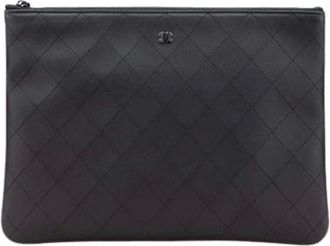 Chanel Pre-owned Clutches, female, Black, Size: ONE SIZE Pre-owned Leather Clutch