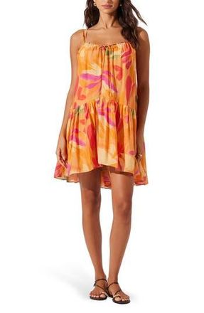 ASTR the Label Keala Drop Waist Minidress in Orange Multi at Nordstrom Rack, Size X-Large