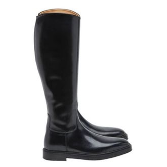 Ferragamo Flu Leather Riding Boots, Size 9 C