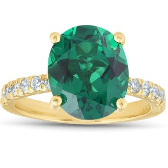 Pompeii3 Emerald & Diamond 3/8 ct Ring 14k Yellow Gold Lab Grown