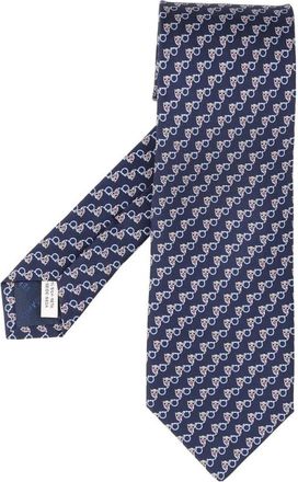 Ferragamo Gufo Zijden Stropdas - Heren - Stropdassen - Blauw - ONE Size - Accessoires
