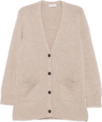 Le Tricot Perugia Cardigan met Knopen - Dames - Vesten - Beige - 2XL - Truien & Vesten