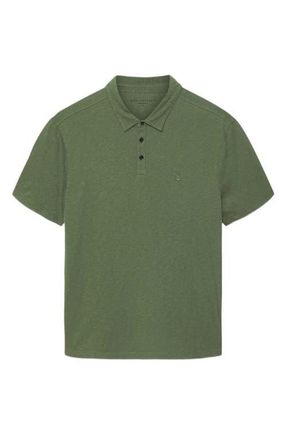 John Varvatos Victor Embroidered Peace Sign Organic Cotton Slub Polo in Clover Green at Nordstrom, Size Xx-Large