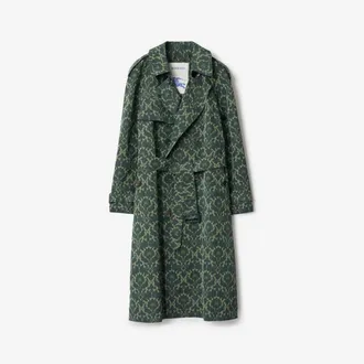 Burberry Long Baroque Viscose Blend Trench Coat, Size: 38