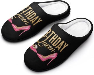 Generic Queen And Birthday Funny Mens Cotton Slippers Soft Non-Slip Rubber Sole House Slipper Indoor Outdoor