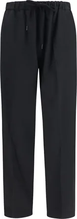 Maison Margiela Mens Pants Drawstring Straight-Leg Black Polyester Trousers
