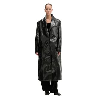 Msgm Msgm, Dames, Mantels, Zwart, Maat: XS Leer