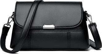 Generic Pu Leather Casual Crossbody Shoulder Bags, Compatible For Women Purses And Handbags Female(Black)