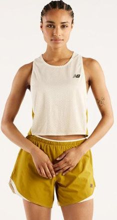 New Balance Mujer Viz-Tech Run Singlet en Beige/Marr&oacute;n, Poly Knit, Talla XL