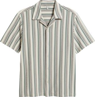 Madewell The Camp Shirt in Seaport Terry in Stripe Frosted Cypress at Nordstrom, Size Xx-Large