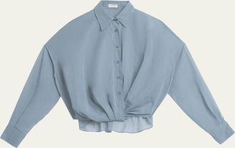 Brunello Cucinelli Twisted Sheer Cotton Button-Down Shirt