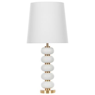 Beliani L&aacute;mpara De Mesa De Metal Blanco Dorado Poli&eacute;ster Algod&oacute;n 80 Cm Cable Largo Interruptor Industrial Sala De Estar Frio