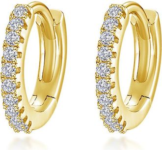 Lafonn Pav&eacute; Simulated Diamond Huggie Hoop Earrings in Gold at Nordstrom