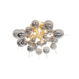 QAZQA Qazqa - Design Ceiling Light Brass with Smoke Glass 4-Lights - Explode