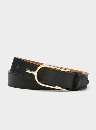 Maison Boinet Womens Metallic equestrian buckle nappa leather belt