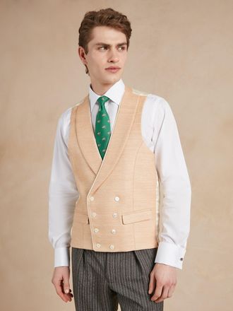 Oliver Brown Double Breasted Waistcoat Woven Silk - Blossom