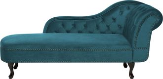 Beliani Beliani - Chaise Longue Tapizado En Verde Azulado Con Botones Versi&oacute;n Derecha Nimes