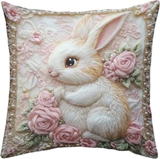 OEM Fundas De Almohada Con Tem&aacute;tica De Pascua, Estampado De Imitaci&oacute;n De Bordado, Dise&ntilde;o De Conejito, Fundas De Almohada Decorativas, Fundas De Coj&iacute;n, Dec