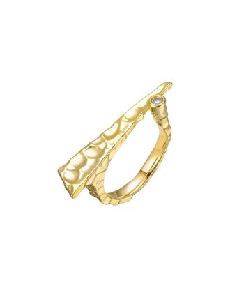 Rachel Glauber 14K Plated Cz Textured Ring