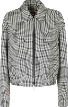 Ports 1961 Gray Ivory Checkered Dropped Shoulder Wool Jacket