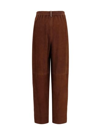 Fabiana Filippi Womens Suede Pants Ebano Chamois Leather Trousers