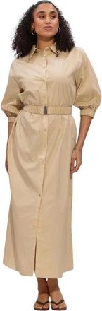 Ibana Danique Overhemdjurk - Dames - Shirt Kleedjes - Beige - XS - Kleedjes