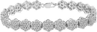 House of Brilliance Silver 2.0 cttw Diamond 7 Stone Floral Cluster Link Bracelet in White at Nordstrom