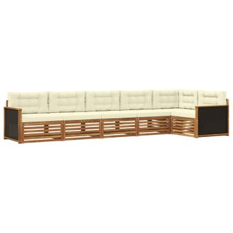 vidaXL Conjunto De Sof&aacute;s De Exterior 6 Pcs Natural Y Crema Vidaxl