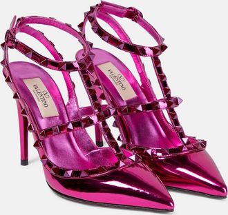 Valentino Garavani Rockstud metallic leather pumps