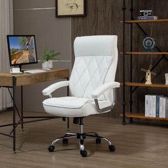 STILVORA Sedia Da Ufficio Ergonomica, Altezza Regolabile, Girevole Con Ruote, In Similpelle Bianca