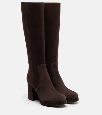Valentino Garavani Fawcette VLogo suede knee-high boots