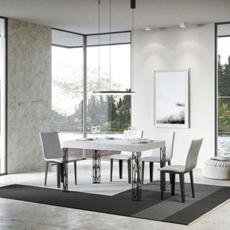 Itamoby Tavolo Allungabile 90x130/234 Cm Ghibli Bianco Frassino Telaio Antracite