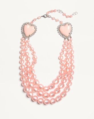 Valentino Garavani Collana Coeur Hyperbole In Metallo, Resina E Cristalli Donna ROSA UNI