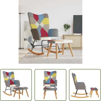 vidaXL vidaXL Sedia con poggiapiedi - Sedia a Dondolo con Poggiapiedi in Tessuto Patchwork