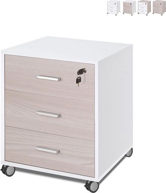 OEM C&oacute;moda De Oficina De Tres Cajones Con Ruedas Olmo Blanco 50x41x H70 Cm