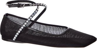 Amina Muaddi Amina Muaddi Ane Mesh & Leather Flat