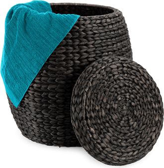 Best Choice Products Vintage Multipurpose Hyacinth Storage Organizer Tote Basket w/ Lid