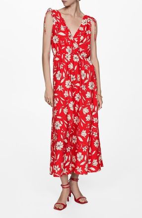 Mango Floral Sleeveless Maxi Dress in Red at Nordstrom, Size 18