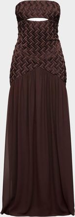 Et Ochs Amara Cutout Smocked Strapless Gown