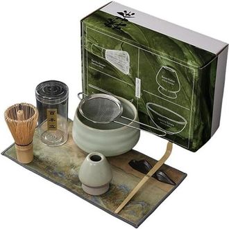 OEM Juego De T&eacute; Matcha, Bamb&uacute;/cer&aacute;mica, 7 Piezas, Verde
