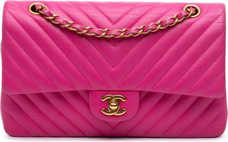 Chanel Pink Medium Classic Chevron Lambskin Double Flap