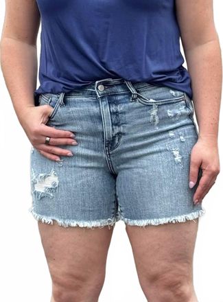 Judy Blue Marty Distressed Denim Short In Light Wash