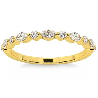 Pompeii3 1/2Ct Marquise Cut Wedding Ring Anniversary Band 14k Gold Lab Grown