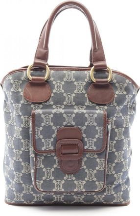 Celine Blue Brown Denim Leather Handbag Tote Bag (Pre-Owned)