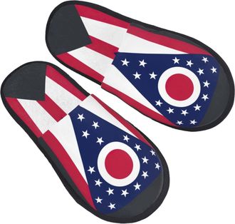 Generic Ohio State Flag Unisex Sliders Slip On Slippers Breathable House Slippers For Bedroom Winter Outdoor M