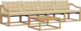 vidaXL Conjunto De Sof&aacute;s De Exterior 5 Uds. Y Beige Vidaxl