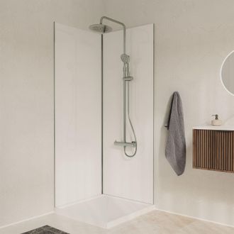 Aurlane Pack 2 Paneles Murales Aluminio Blanco 90x210 Y Perfiles Cromados Wallit